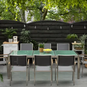 Tuinset 8-zits GROSSETO Gebarsten glas Transparant/grijs
