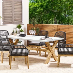Tuinset 6-zits OLBIA met kussens Zwart