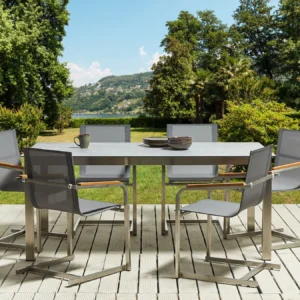 Tuinset 6-zits COSOLETO Veiligheidsglas Grijs