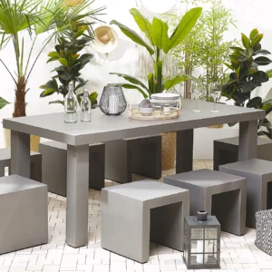 Tuinset met krukken 6-zits TARANTO Beton Grijs