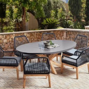 Tuinset 6-zits ORISTANO met kussens Beton Zwart