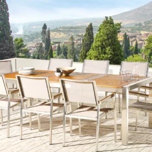 Tuinset 8-zits GROSSETO Eucalyptushout Bruin/beige
