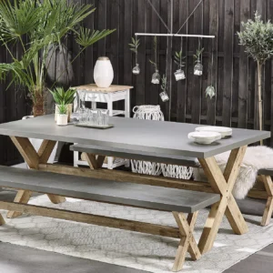 Tuinset met banken 6-zits OLBIA Beton Grijs