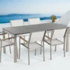 Tuinset 6-zits GROSSETO Graniet Gevlamd Zwart/wit