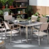 Tuinset 6-zits GROSSETO driedubbele plaat Basalt Gevlamd Zwart/beige