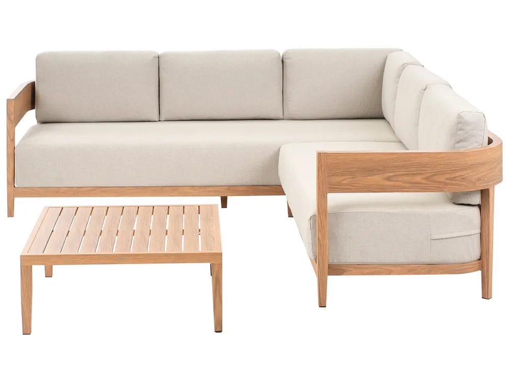 Tuin hoekloungeset met tafel 5-zits SAMPIERI linkszijdig Metaal Lichtbruin - Afbeelding 2