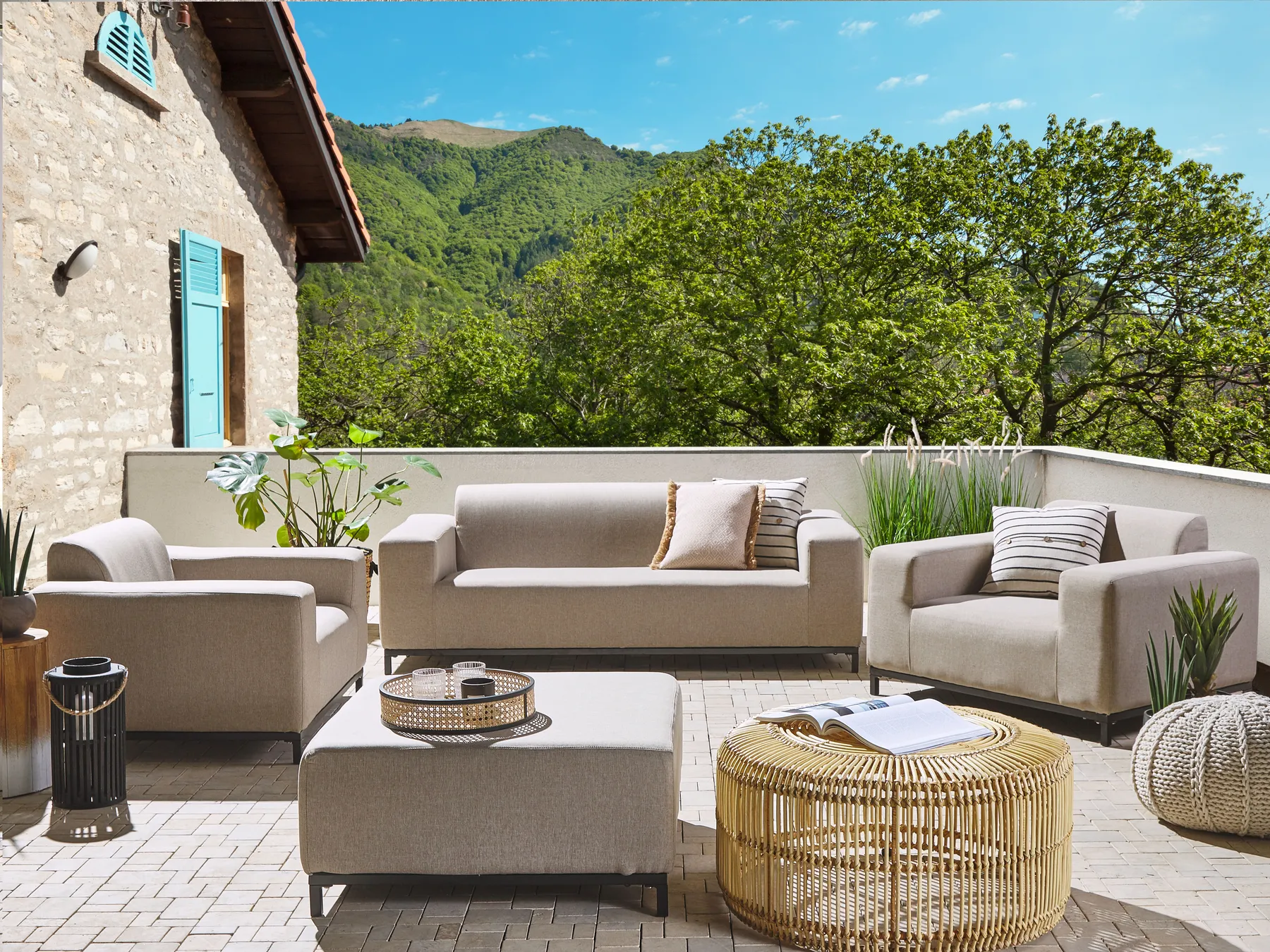 Loungeset met tafel 5-zits ROVIGO Beige - Afbeelding 3