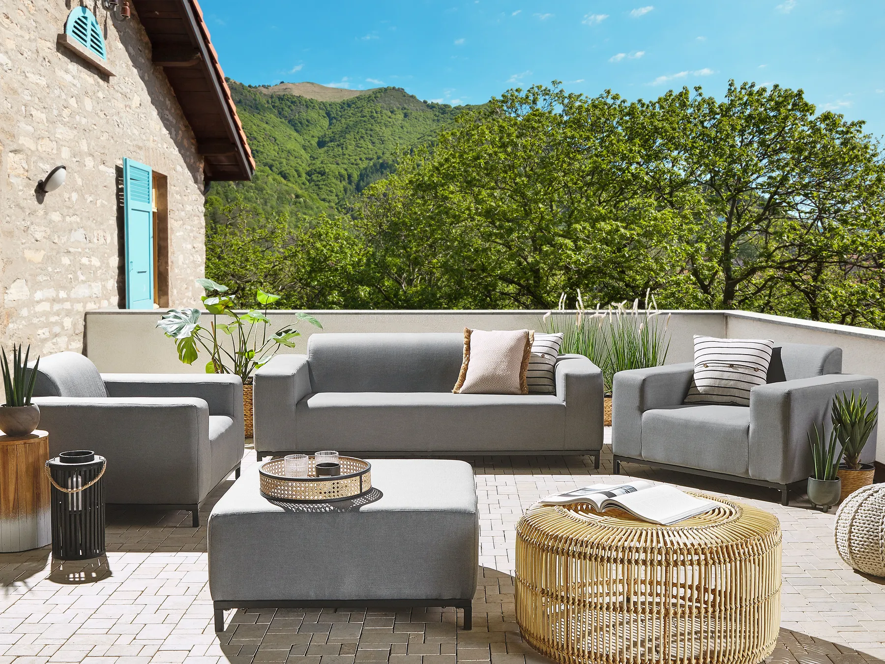 Loungeset met tafel 5-zits ROVIGO Grijs