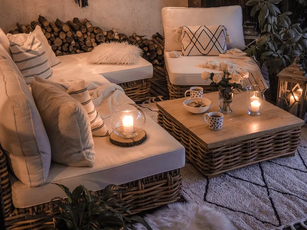 Loungeset met tafel 4-zits VARALLO linkszijdig modulair Rotan Natuurlijk - Afbeelding 2