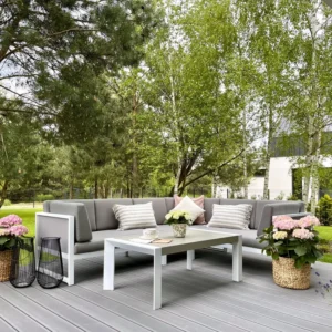 Tuin hoekloungeset met tafel 6-zits CASTELLA linkszijdig Metaal Grijs