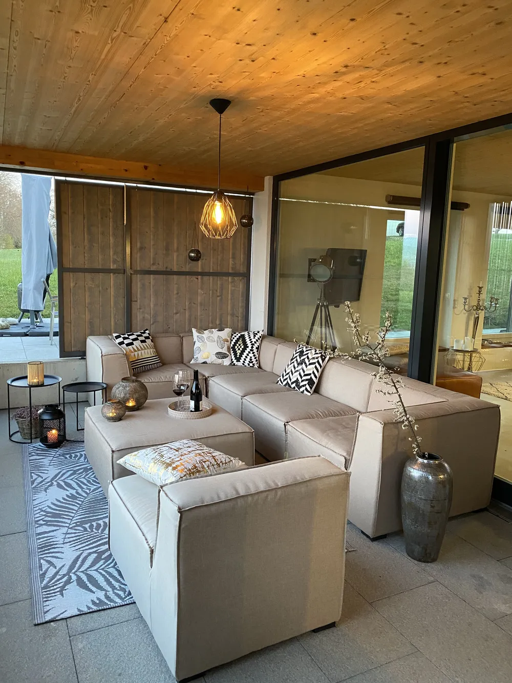 Tuin hoekloungeset met tafel 6-zits BELVEDERE PE rotan Bruin - Afbeelding 4