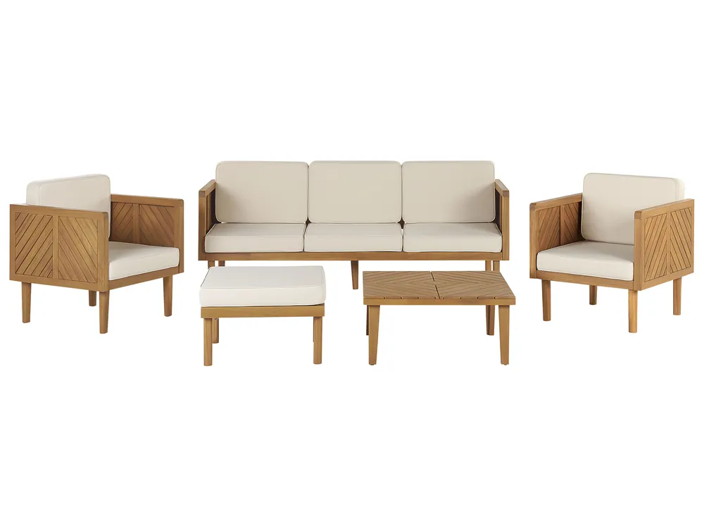 Loungeset met tafel en ottomaan 5-zits BARATTI Acaciahout Bruin - Afbeelding 2