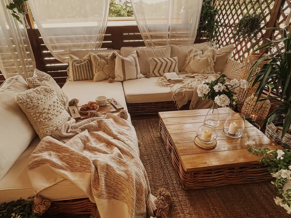 Loungeset met tafel 4-zits VARALLO rechtszijdig modulair Rotan Natuurlijk - Afbeelding 4