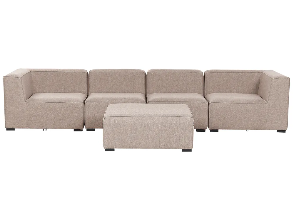 Tuin loungebank met ottomaan 4-zits AREZZO modulair Beige - Afbeelding 3