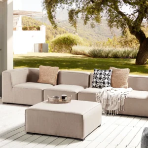 Tuin loungebank met ottomaan 4-zits AREZZO modulair Beige