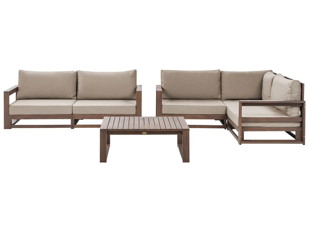 Loungeset met tafel 4-zits TIMOR modulair Gecertificeerd acaciahout Donkerbruin - Afbeelding 2