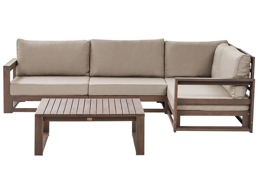 Tuin hoekloungeset met tafel 4-zits TIMOR linkszijdig modulair Gecertificeerd acaciahout Donkerbruin - Afbeelding 5