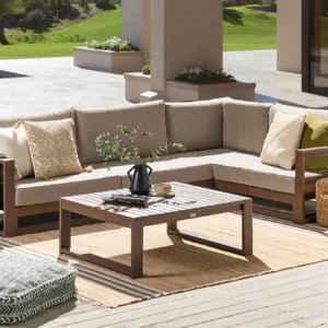 Tuin hoekloungeset met tafel 4-zits TIMOR linkszijdig modulair Gecertificeerd acaciahout Donkerbruin