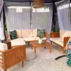 Loungeset met tafel en ottomaan 5-zits BARATTI Acaciahout Bruin