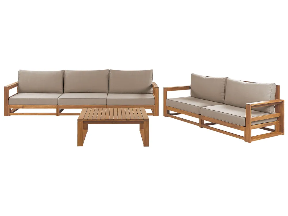 Loungeset met tafel 5-zits TIMOR modulair Gecertificeerd acaciahout Lichtbruin - Afbeelding 2