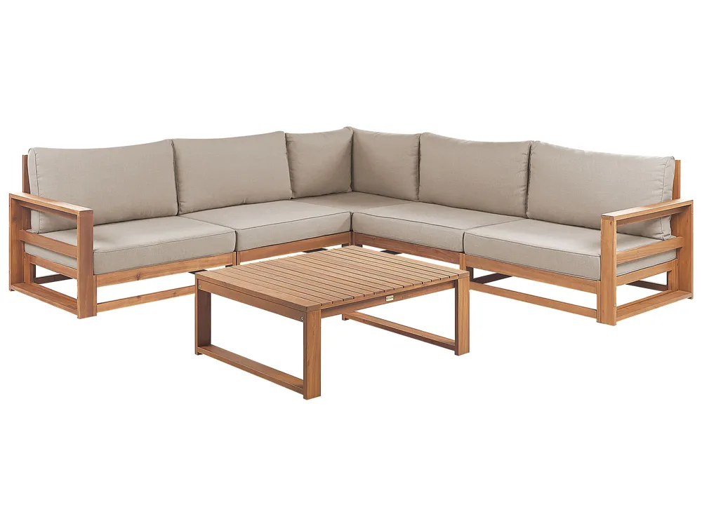 Tuin hoekloungeset met tafel 5-zits TIMOR modulair Gecertificeerd acaciahout Lichtbruin - Afbeelding 2