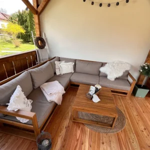 Tuin hoekloungeset met tafel 5-zits TIMOR modulair Gecertificeerd acaciahout Lichtbruin
