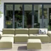 Tuin loungebank met ottomaan 7-zits BATTIFOLLO modulair Olijfgroen
