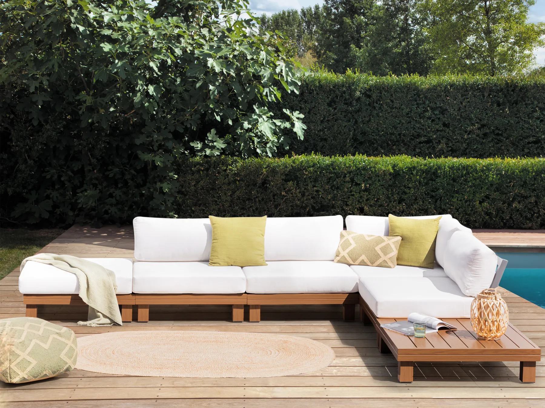 Tuin hoekloungeset met tafel 5-zits SANZA linkszijdig modulair Metaal Wit - Afbeelding 5