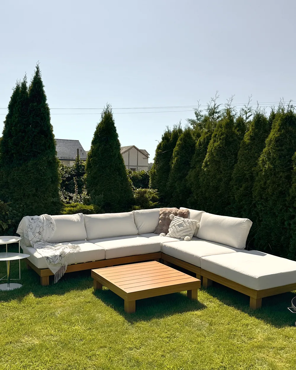 Tuin hoekloungeset met tafel 5-zits SANZA linkszijdig modulair Metaal Wit - Afbeelding 4