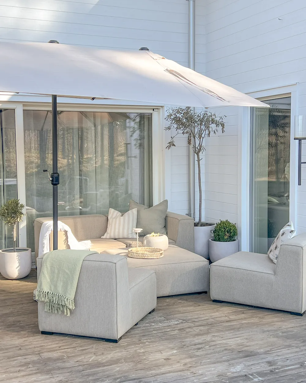 Tuin loungebank met ottomaan 4-zits AREZZO modulair Beige - Afbeelding 5