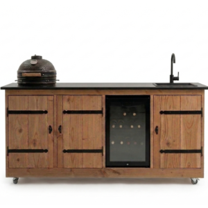 Buitenkeuken Antwerpen | Kamado 18 Inch | Koelkast 70 Liter | Wasbak & Kraan | 12 mm Gesinterd Stenen Blad