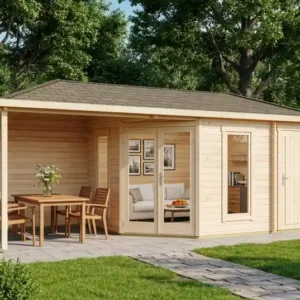Alpholz 5-hoekig Tuinhuis Liwa met Aanbouw