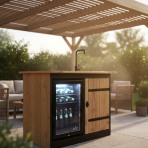 Buitenkeuken Maryland – Luxe Buitenkeuken met Koelkast, Wasbak en Zwarte Designafwerking