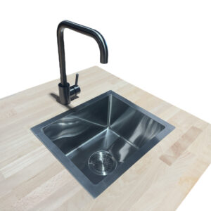 Wasbak & Kraan (Chroom) – Elegante Functionaliteit voor de Perfecte Buitenkeuken