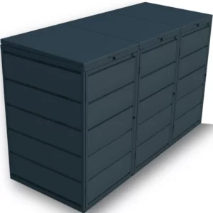 Kuba Store Ombouw – KS3 – 3 Containers – Antraciet – Metaal – 240 liter – Deksels met gasveren