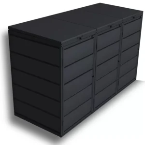 Kuba Store Ombouw – KS3 – 3 Containers – Zwart – Metaal – 240 liter – Deksels met gasveren