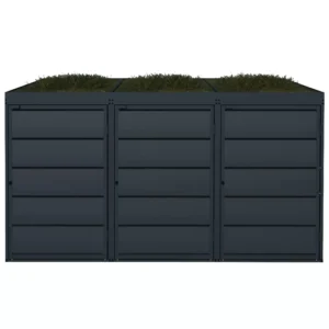 Green Plant Grey Ombouw – GPG3 – 3 Afvalcontainers – Antracietgrijs – Metaal – 240 liter – Groendak