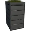 Green Plant Eiken Ombouw – GPE3 – 3 Afvalcontainers – Antracietgrijs & Houtlook – Metaal – 240 liter – Groendak