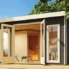 Karibu Mainburg 3 Sauna Set B Terragrijs | Kachel 9 kW Externe Bediening