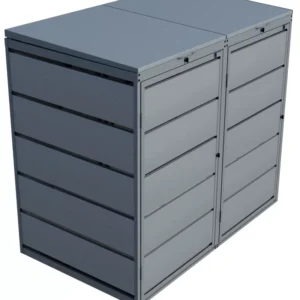 Kuba Store Ombouw – KS2 – 2 Containers – Grijs Aluminium RAL9007 – Metaal – 240 liter – Deksels met gasveren