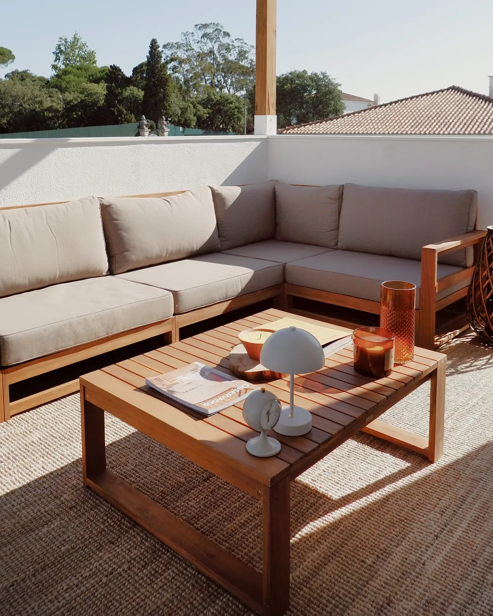 TIMOR 5-zits Tuin Hoekloungeset met Tafel | Lichtbruin Acaciahout