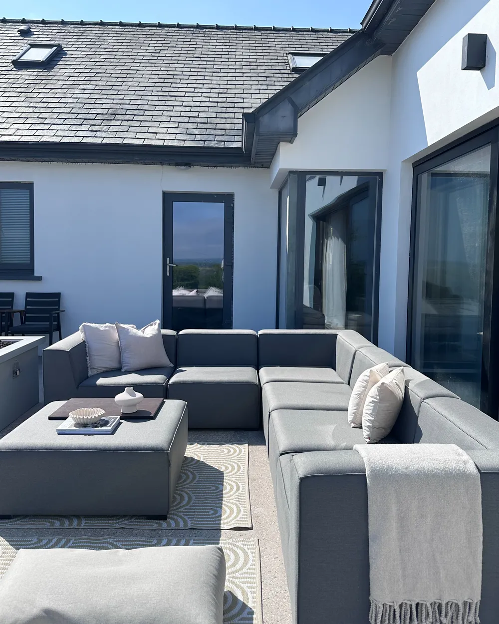 AREZZO 7-zits Tuin Hoekbank met Ottomaan Linkszijdig Grijs Modulair - Afbeelding 4