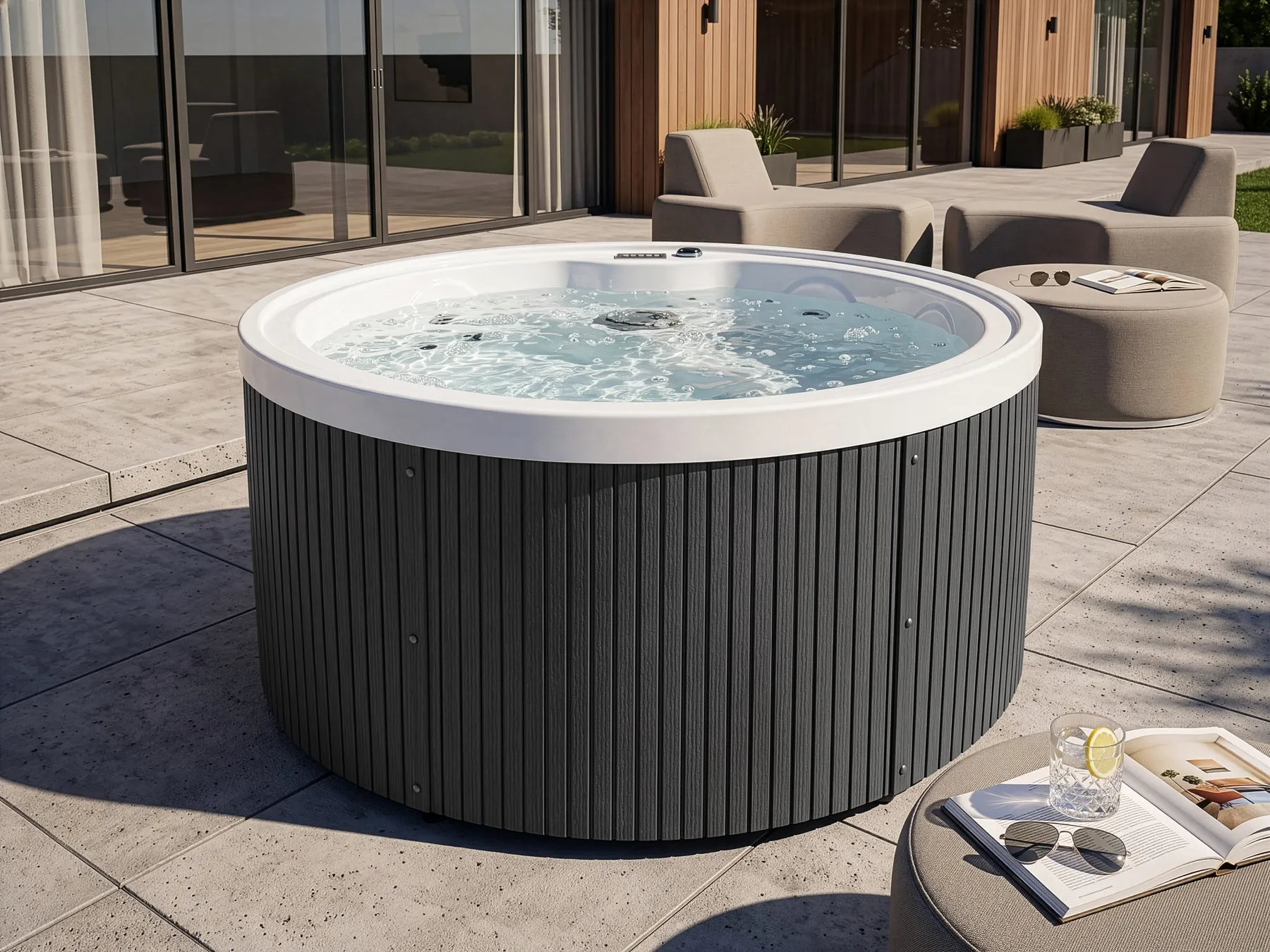 Buiten hottub met LED MARFIL Donkergrijs - Afbeelding 3