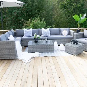 XXL 8-zits Loungeset met Tafel Rechtszijdig | Grijs PE Rotan