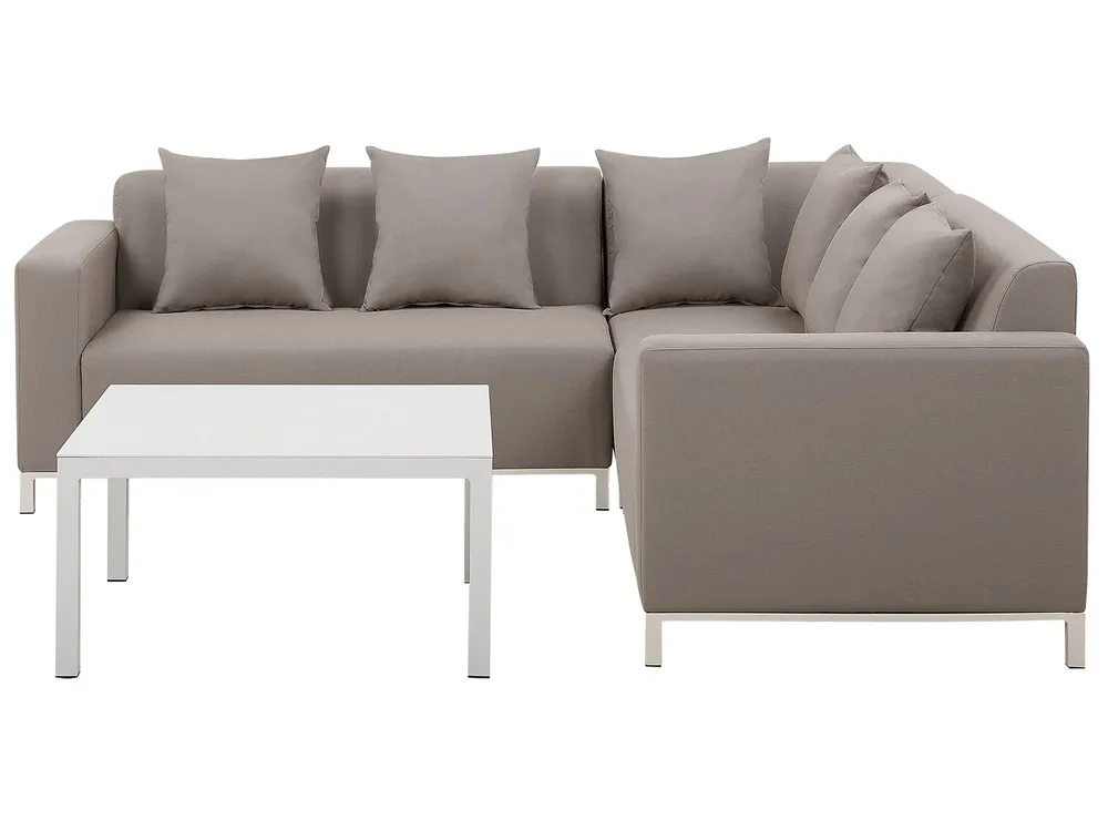 Tuin hoekloungeset met tafel 5-zits BELIZE linkszijdig modulair Beige - Afbeelding 2