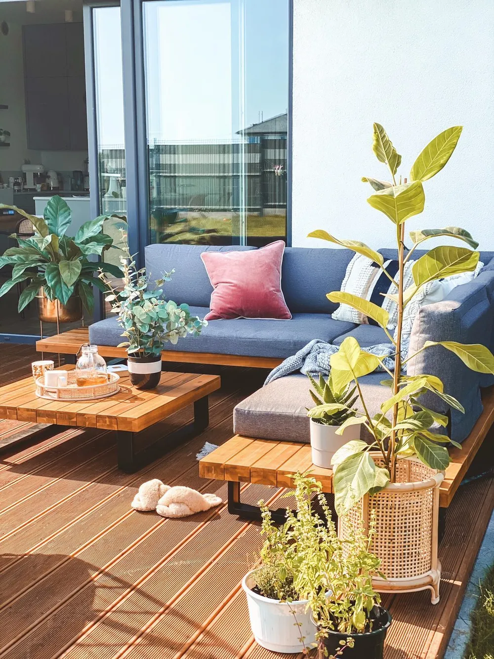 MYKONOS 5-zits Tuin Hoekloungeset met Tafel Rechtszijdig | Donkergrijs Acaciahout - Afbeelding 3