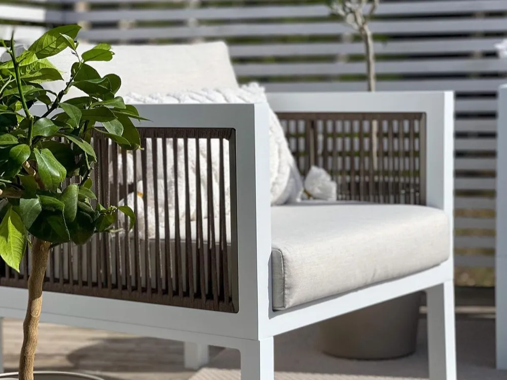 BORELLO 5-zits Loungeset met Tafel Wit Metaal - Afbeelding 2