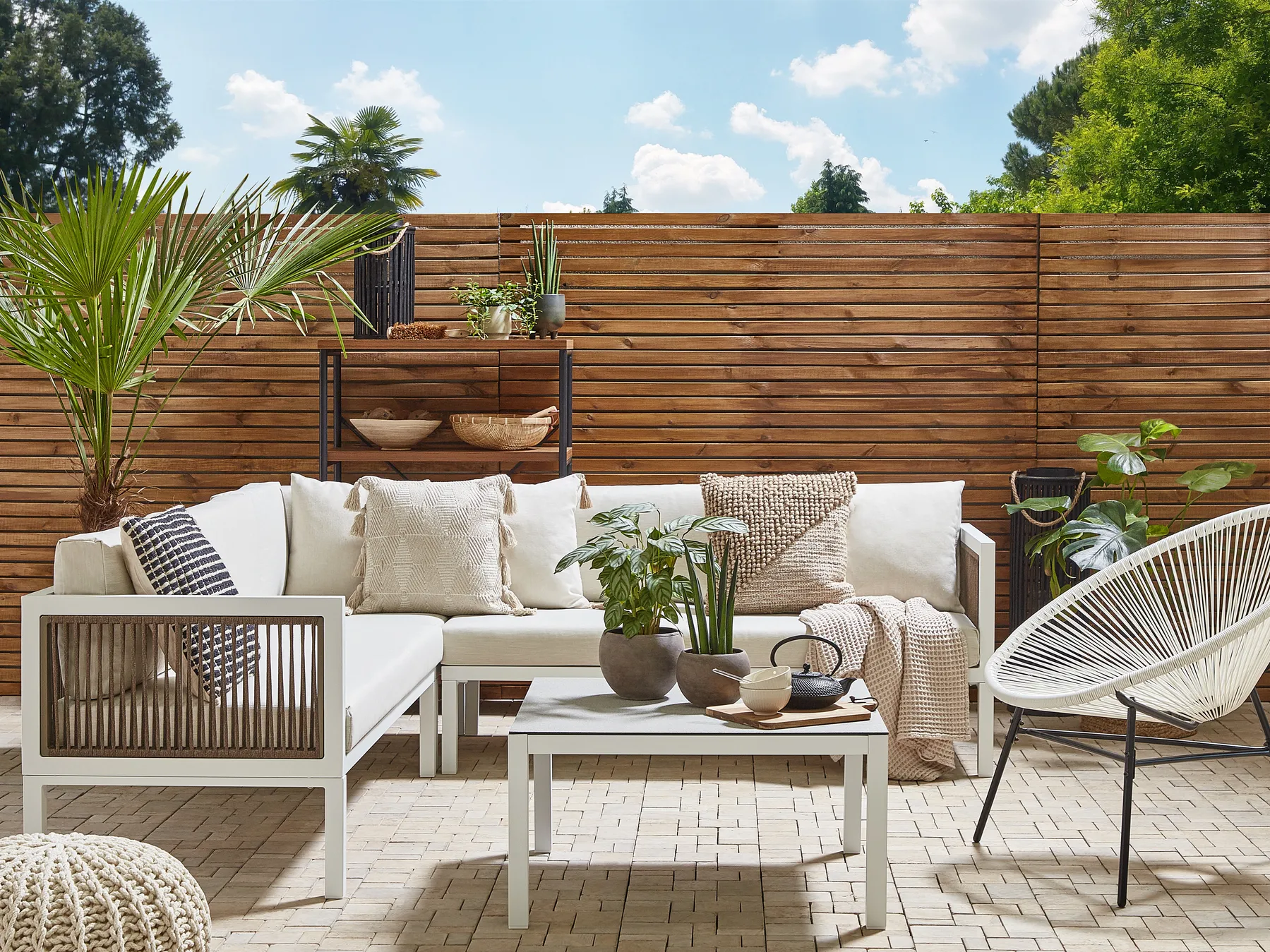 BORELLO 4-zits Tuin Hoekloungeset met Tafel Linkszijdig Beige Metaal