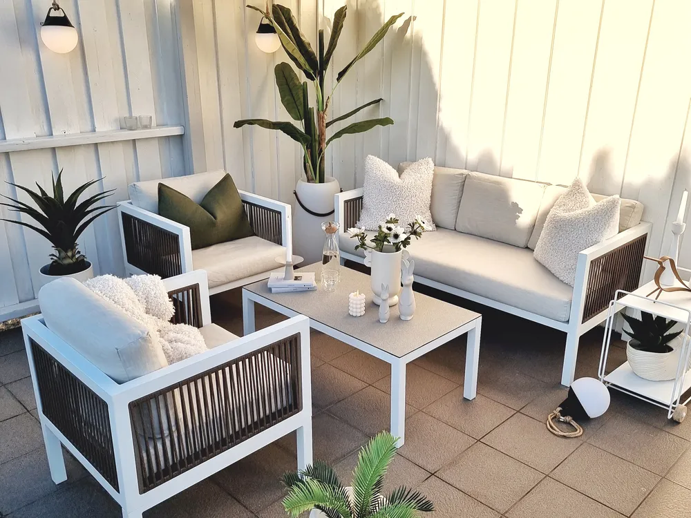 BORELLO 5-zits Loungeset met Tafel Wit Metaal - Afbeelding 3