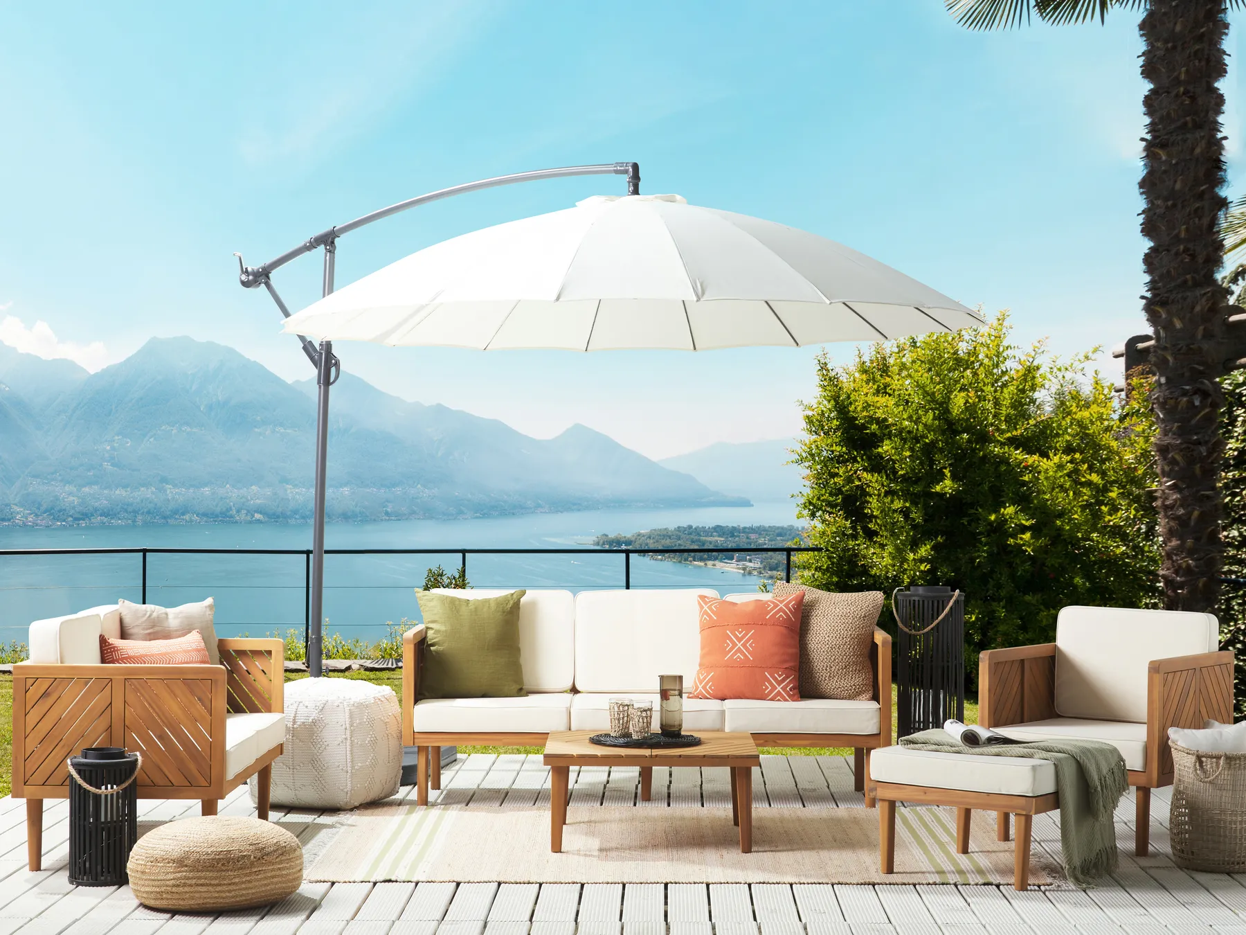 BARATTI 6-zits Loungeset met Tafel en Ottomaan | Bruin Acaciahout - Afbeelding 3
